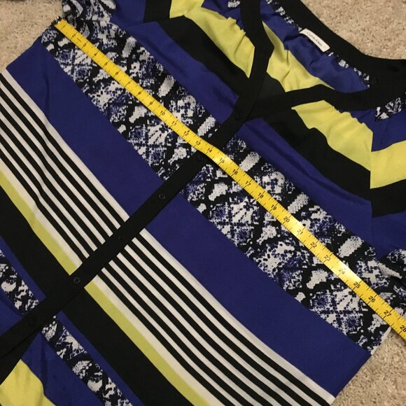 Calvin Klein Modern Colourblock Print Sheer Button Down Tunic Blouse 2X - Picture 12 of 15